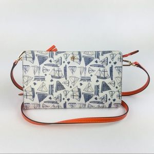 Tory Burch Crossbody Wallet Sailboats